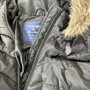 US Polo Assn.‎ Girls Winter Coat XL Black Faux Fur Hood Puffer Kids